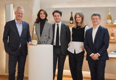 Left to right Philippe Schaus (CEO Moët Hennessy), Maggie Frerejean-Taittinger (co-founder French Bloom) Rodolphe Frerejean-Taittinger (CEO French Bloom), Constance Jablonski (co-founder French Bloom), David Serre (Executive Vice President Strategy – Finance Moët Hennessy).